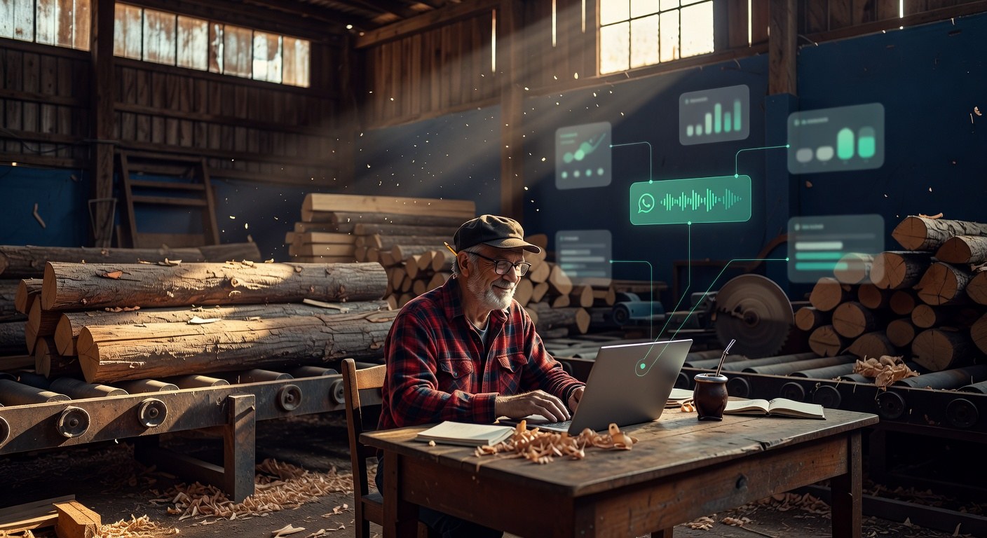 Timberly dashboard in a Misiones sawmill workshop